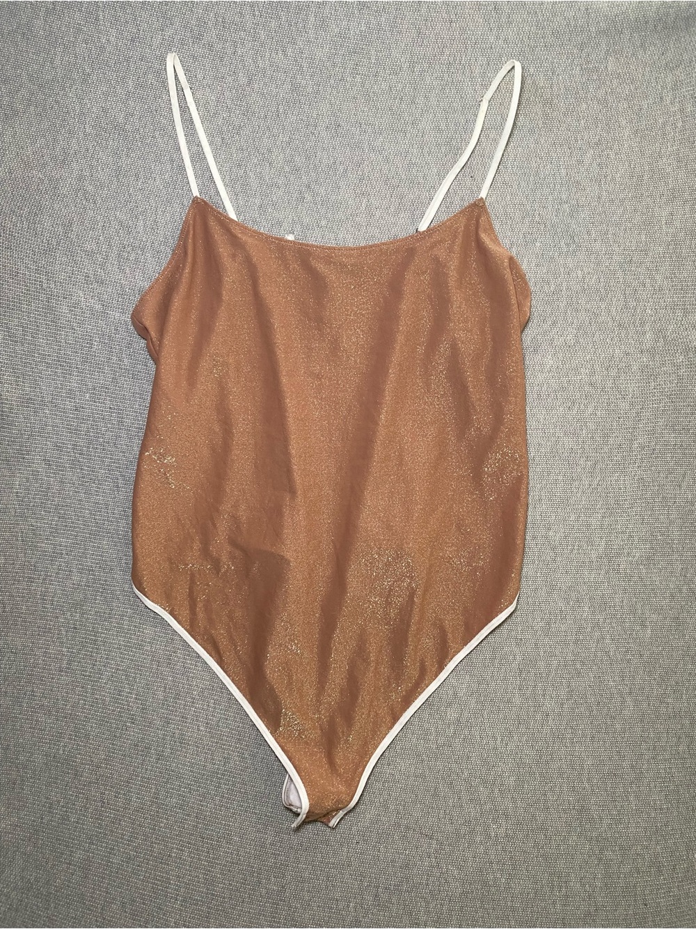 Skims Brown Shimmer Sleeveless Bodysuit, Size XXS